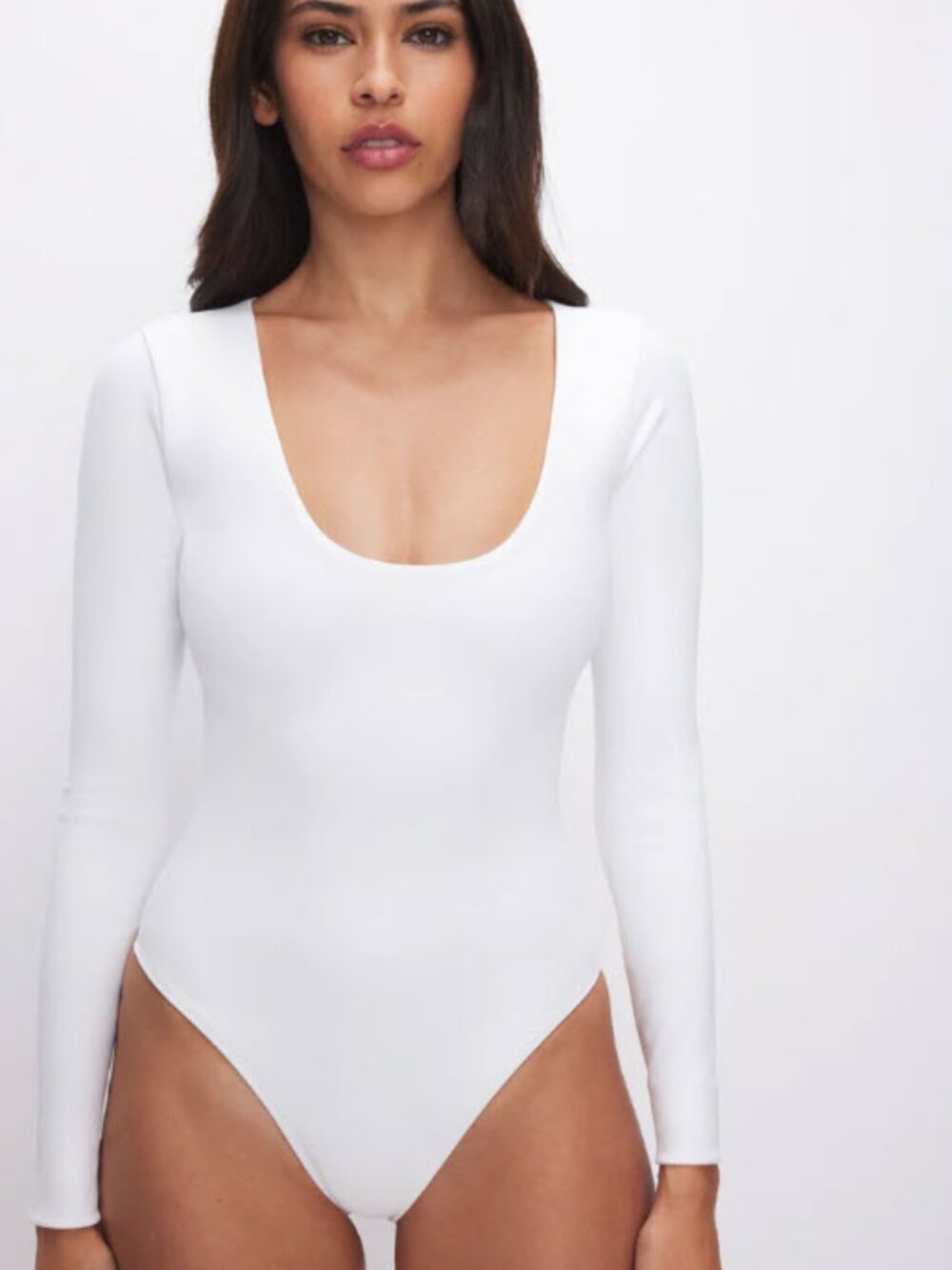 NWOT Women's Good American Sculpting Scoop Neck White Bodysuit Size S